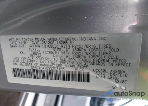 2002 Toyota Tundra Sr5 V8 from USA, damaged, VIN 5TBRT34102S253105